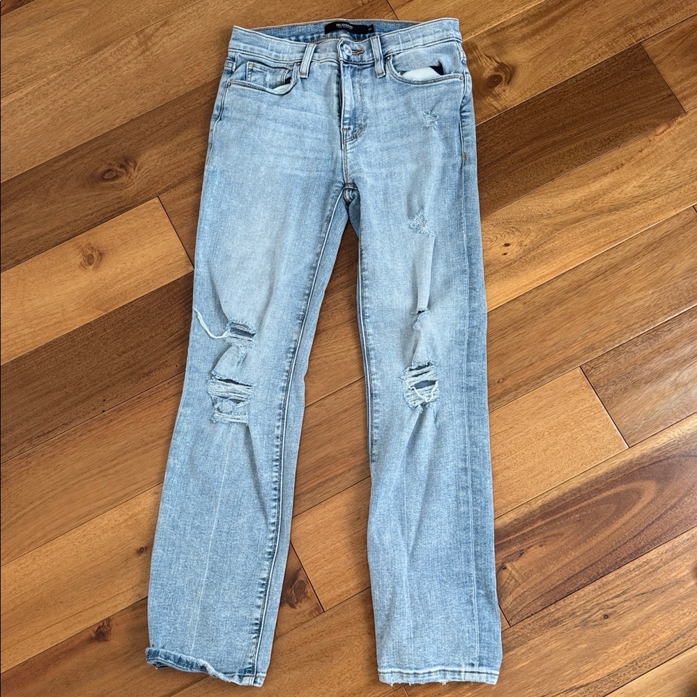 Womens Size 24 Hudson Nico Straight Leg Distressed Jeans